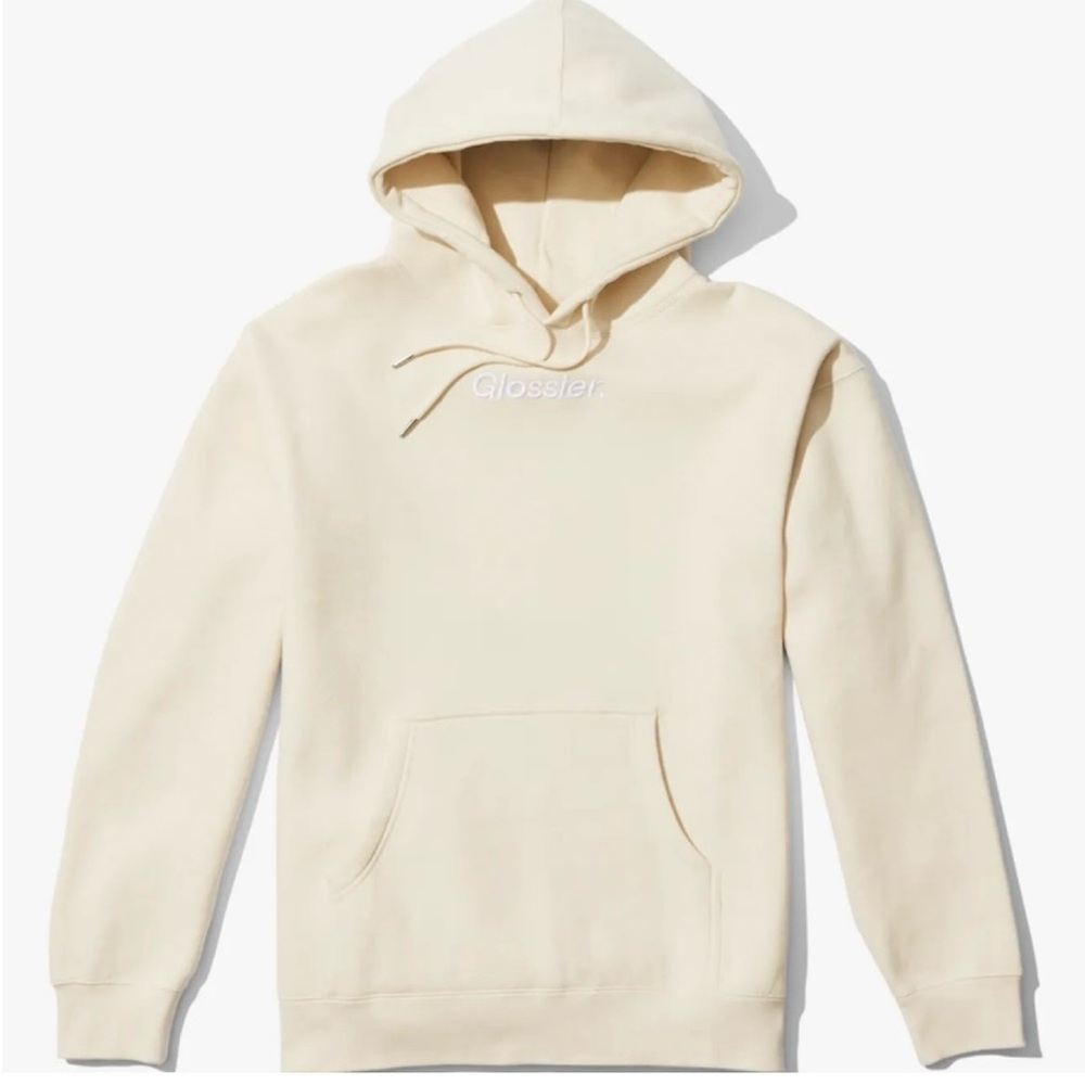 NWOT Glossier Limited Edition Embroidered Cream Hoodie - Large